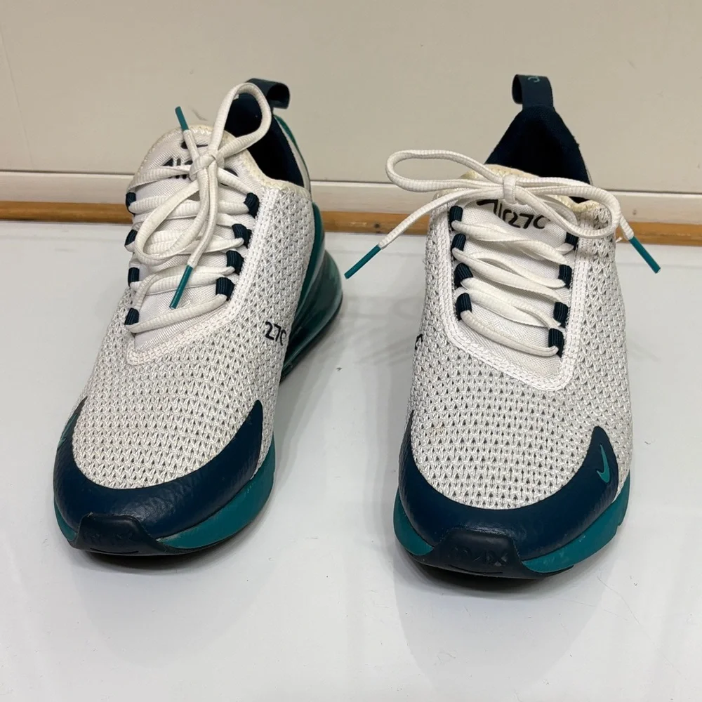 Nike White and Teal Air Max 270 Sneakers - Picture 2 of 10
